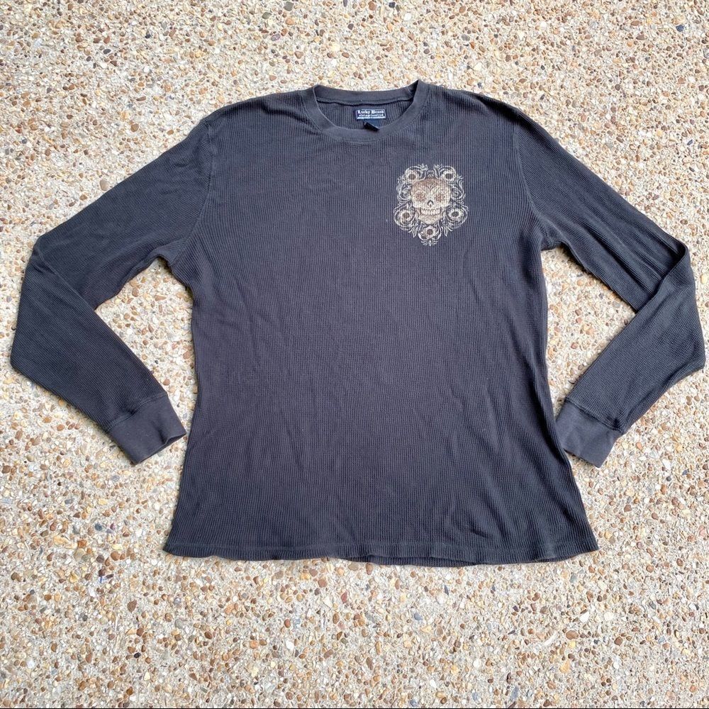 Lucky Brand Men's Thermal Waffle Skull Long Sleeve Shirt Size XXL